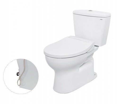 Bàn cầu hai khối, nắp đóng êm kèm vòi rửa nước lạnh TCW07S